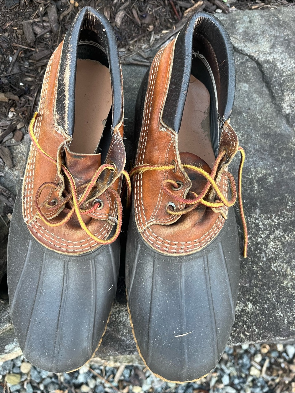 L.L. Bean Men's Brown Leather and Dark Rubber Duck Boots